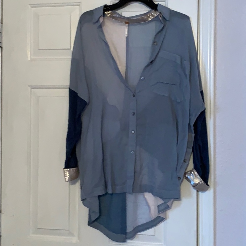 free people light weight denim shirt